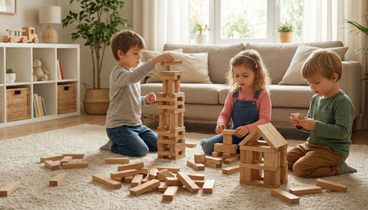 Kinderen spelen met Hout&Stout Deluxe kist
