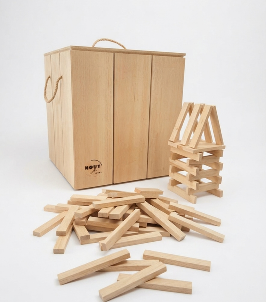 Hout&Stout Deluxe Kist met Deksel | 500 stapelplankjes
